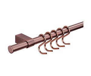 Gedotec Barra de cocina diseño sistema de riel de pared | Latón bronce mate | juego longitud: 900 mm | sistema con 5 ganchos en S y material de fijación | 1 set completo - barra de metal