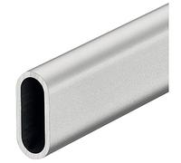 Gedotec Barra ovalada para armario, barra para armario | Barra para armario | Barra de aluminio plateado mate | Tubo de armario de 1000 mm | Barra para ropa de 30 x 14 mm | 1 pieza
