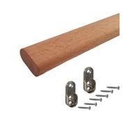 Gedotec Barra para armario | ovalada | Longitud del tubo del armario: 1000 mm | 30 x 15 mm haya clara | 1 juego con 2 soportes de pared lateral para armario para montaje en pared | sistema de barras