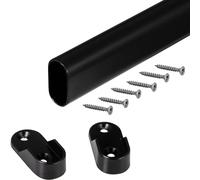 Gedotec Barra para armario | ovalada | Longitud del tubo del armario: 600 mm | 30 x 15 mm acero negro | 1 juego con 2 soportes de pared lateral para armario para montaje en pared | sistema de barras