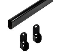 Gedotec - Barra para colgar ropa | OVAL | Barra de armario 1000 mm | 1 pieza de barra de armario con 2 piezas de fijaciones de barra | Tubo para muebles 30 x 15 mm | Barra de armario para ropa negra |