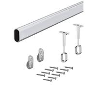 GEDOTEC Barra Ropa Armario OVAL - Perchero Metalico para Colgar Ropa y Cortinas en Ropero, Mueble, Dressing con 2 Soportes de Techo y Pared | 1 Juego Completo - Tubo de Acero Cromado 30 x 15 x 1200 mm