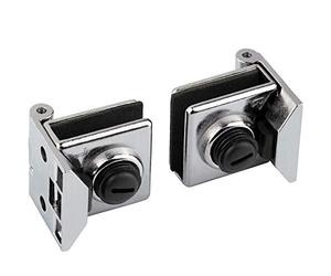 Gedotec Bisagra para puerta de cristal de armario | 1 par - Bisagra para puerta de cristal de armario - H5250 | Acero niquelado | Bisagra de mueble con tope interior para cristal y madera