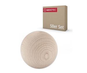 Gedotec Bolas de madera de haya | 50 unidades | bolas de madera pulidas | diámetro 20 mm | bolas sin agujero | cuentas de madera para manualidades y decoración | perlas de madera sin productos