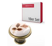 Gedotec botones para muebles | porcelana y metal | Ø 26,5 mm I 10 piezas | pomo para armarios - latón antiguo rosa de otoño incl. material de fijación I OLGA I botones para gabinetes de cocina