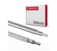 Gedotec Carriles para cajones con guía de bolas, 1 par de guías para cajones de acero, guías telescópicas de 500 mm, sistema de rieles galvanizados, capacidad de carga 100 kg