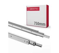 Gedotec Carriles para cajones con guía de bolas, 1 par, rieles telescópicos de acero, rieles telescópicos de 750 mm, sistema de rieles galvanizados, capacidad de carga 100 kg