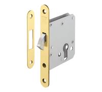Gedotec Cerradura de embutir de acero inoxidable para puertas correderas Cerradura de embutir para puertas correderas - H5500 | Startec | Cerradura de gancho con pestillo circular | Latón pulido