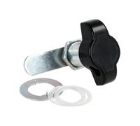 Gedotec Cerradura de metal - Negro DIN derecho - Ø 19 x 25 mm - Cerradura giratoria para candado Ø 5 - 7 mm - Cerradura para puerta de armarios de metal, armarios de madera, tirador 300