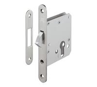 Gedotec Cerradura empotrable de acero inoxidable para puertas correderas - H5500 | Startec | cierre de gancho con cerrojo de compás | plata mate | 1 juego