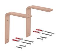 Gedotec Consola de Pared en Ángulo de Madera de Haya - 2 Unidades, 250 x 200 mm, Country - Soporte de Estantería en Forma de L, Natural