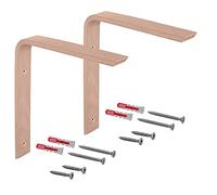 Gedotec COUNTRY COUNTRY - Soportes para estanterías de madera de haya, 2 unidades, 300 x 250 mm, soporte para estanterías de madera maciza natural, soportes en forma de L, consolas adecuadas para