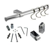 Gedotec Design Kitchen Baranda de Acero Inoxidable Kitchen Look de Acero Inoxidable | Longitud 1200 mm - con 5 Ganchos en S con Material de fijación - Banda de Cocina de Metal - 1 Juego Completo
