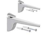 Gedotec Design Soporte de estante de vidrio - Plata mate | 2 piezas - soporte de estante de carga pesada | PINOCCHIO | estante de pared de metal | soporte de estante hasta 50 kg | soporte de estante