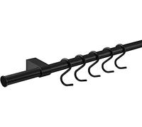 Gedotec diseño barandilla de cocina sistema de barandilla de pared cocina | negro mate | juego de barandilla longitud: 600 mm | sistema de barandilla con 5 ganchos en S con material de fijación | 1
