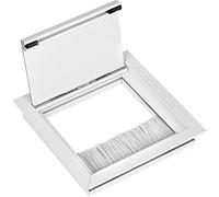 Gedotec Entrada de cables blanca angular con junta de cepillo - EXIT G11 ECO | Escritorio para salida de cables de aluminio empotrado | 100 x 100 mm