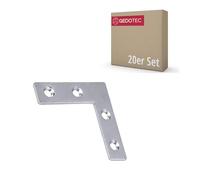 Gedotec escuadra resistente metal 90° | 20 piezas escuadra 100x100 mm | ángulos planos de unión y refuerzo | escuadra para muebles escuadra de construcción ángulo plano metal escuadra 90 grados meta