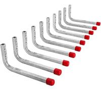 Gedotec Gancho de pared para atornillar de acero galvanizado, 10 unidades, longitud: 350 x 165 mm, incluye material de fijación, gancho multiusos de metal, soporte de pared para garaje
