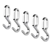 Gedotec Ganchos de metal cromado varilla de armario tubo de armario ovalado Gancho en S de acero cromado, pulido y brillante para riel de ropa 30 x 15 mm | percha deslizante - 5 piezas