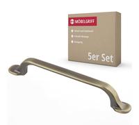 Gedotec HELGA Tirador para muebles de metal macizo | 5 unidades | Tiradores para armarios de cocina con material de fijación | Tiradores para muebles de latón antiguo con BA 128 mm | Tiradores de