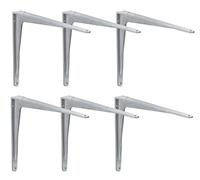 Gedotec Herakles - Consola de aluminio para estanterías pesadas (340 mm, 6 unidades, 300 kg, para suelos de madera, acero inoxidable, soporte de suelo de pared, ángulo de pared