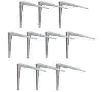 Gedotec Herakles - Consola de aluminio para estanterías pesadas (500 mm, 10 unidades, soporte de aluminio, capacidad de carga de 400 kg para suelos de madera, soporte de estante inoxidable