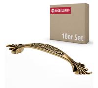 Gedotec Josef - Tiradores de metal para muebles (10 unidades, latón envejecido, incluye material de fijación, 96 mm, para armarios de cocina, muebles y cocina)