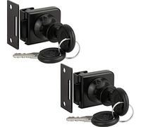 Gedotec Juego de cerraduras para muebles y vitrinas, color negro, cerradura para puertas de cristal de 4 a 8 mm