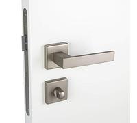 Gedotec juego de manijas de aluminio y acero inoxidable | 1 pieza de manija para puerta interior - PUSH 1317 | WC - BAÑO | Juego de manijas plateado para puertas interiores | Incluye material de