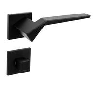 Gedotec Juego de manijas de palanca, interior negro, adornos puertas de acero inoxidable - PALADIN | antigua | Roseta PZ - WC - baño| asas negras mate | - sala de tornillos - 1 juego