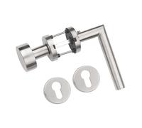 Gedotec Juego de manillas de acero inoxidable cepillado mate [juego de cambio de PZW] 1 herrajes de puerta redondos, tiradores de puerta interiores en forma de L, grosor de la puerta 35 - 47 mm