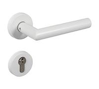 Gedotec - Juego de manillas de puerta de acero inoxidable, color blanco mate, tirador de puerta de habitaciones, con roseta redonda - Champú BB - Pomo de puerta vintage para puertas