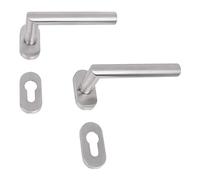 Gedotec Juego de Manillas Forma L Herraje Acero Inoxidable - Oval-Rosetten | Manija Puerta Cepillado Mate |Pz-Profilzylinder| 1 Conjunto Roseta con Zylinder-Türrosetten y Material