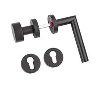 Gedotec Juego de manillas negro mate [juego de cambio de PZW] 1 herrajes de puerta redondos, tiradores de puerta interiores en forma de L, grosor de la puerta 35 - 47 mm, herrajes con material de