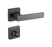 Gedotec Juego de manillería aluminio antracita mate Manilla para puerta interior sobre roseta cuadrada | WC - baño | Juego de manillería para puerta interior | PUSH 1317 | 1 juego con material de fi