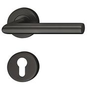 Gedotec Juego de manillería de acero inoxidable herraje negro mate para puertas de habitaciones - LDH 2171 | manilla PZ - cylinder | manilla clase 3 - EN 1906