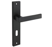 Gedotec Juego de manillería negro mate [BB - Oval] 1x herrajes de puerta placa larga I Manillería para puertas interiores Din standard 72 mm I Manillería para puertas de grosor 35-47 mm