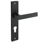 Gedotec Juego de manillería negro mate [PZ - cylinder] 1x herrajes para puerta long plate I Manillería para puertas interiores Din standard 72 mm I Manillería para puertas de grosor 35-47 mm