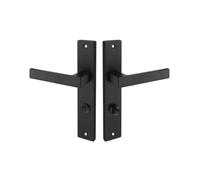 Gedotec Juego de manillería negro mate [WC - Bath] 1x herrajes de puerta placa larga I Manillería para puertas interiores Din standard 78 mm I Manillería para puertas de 35-47 mm de grosor