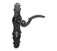 Gedotec Juego de manillería placa larga hierro forjado negro | 1 pieza Herraje de puerta manilla antigua | BERN | Juego de manillería para puertas de interior | PZ 92 mm cilindro