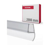 Gedotec Junta central 180° | 1 pieza | Junta para puerta de ducha con labio lateral | Longitud: 2 m | Junta de ducha 6 mm - 8 mm | Junta de suelo de cristal PVC impermeable | Junta para cabina de