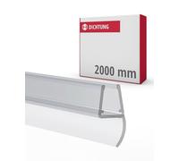 Gedotec Junta central 180° | 1 pieza | Junta para puerta de ducha con labio lateral | Longitud: 2 m | Junta de ducha 6 mm - 8 mm | Junta de suelo de cristal PVC impermeable | Junta para cabina de