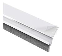 Gedotec Junta de cepillo autoadhesiva, cepillo de rayas, puerta de garaje, junta de cepillo de puerta con ribete denso, longitud 1000 mm, junta de puerta de aluminio plateado, 1 pieza, junta de puerta