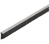 Gedotec Junta de Cepillo para protección contra Insectos, Cepillo de Puerta, Junta de Suelo para la Puerta del Suelo, para ranurar, Longitud: 1250 mm, Acero galvanizado, Ribete: Poliamida Negro