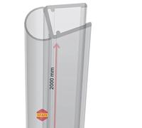 Gedotec Junta de puerta de ducha | 1 pieza | Junta de suelo de cristal transparente | Longitud: 2 m | Junta de ducha 6 mm - 8 mm | Junta inferior de puerta PVC repelente al agua | Junta de ducha |