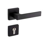 Gedotec Manillas Puerta Cerradura Cilindro - Manilla de Puerta en Aluminio Inoxidable PUSH - Puerta Sala, Oficina, Cocina, Interior y Exterior - Placa de Cerradura - Puerta 35 a 47 mm - Negro