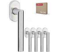 Gedotec manilla de ventana | 5 piezas | acero inoxidable | manilla de ventana de 4 hojas de lamas esféricas | manilla oscilobatiente sin cilindro de cierre | herrajes de ventana de diseño para venta