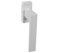 Gedotec Manilla de ventana de aluminio, color blanco oliva sobre roseta ovalada, PUSH 1317, sin cilindro de cierre, mango de aluminio blanco mate, 1 unidad, herraje para ventana, forma de L