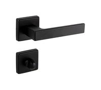 Gedotec Manillas Puerta Cerrojo Baño - Manilla de Puerta en Aluminio Inoxidable PUSH - Puerta Garaje, WC, Cocina, Interior y Exterior - Placa con Cerrojo Seguridad - Puerta 35 a 47 mm - Negro