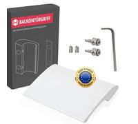 Gedotec Manilla para puerta de balcón exterior de aluminio [Made in EU] Robusta manilla para puerta de balcón con tornillos I en blanco I Manilla para puerta de patio con una longitud de 82mm